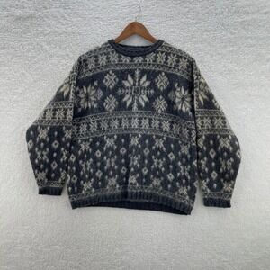 VTG Woolrich Sweater Womens M Wool Fair Isle Snowflake Nordic Fisherman USA Made